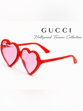 Authentic Gucci Hollywood Forever Red Heart-Shaped Sunglasses